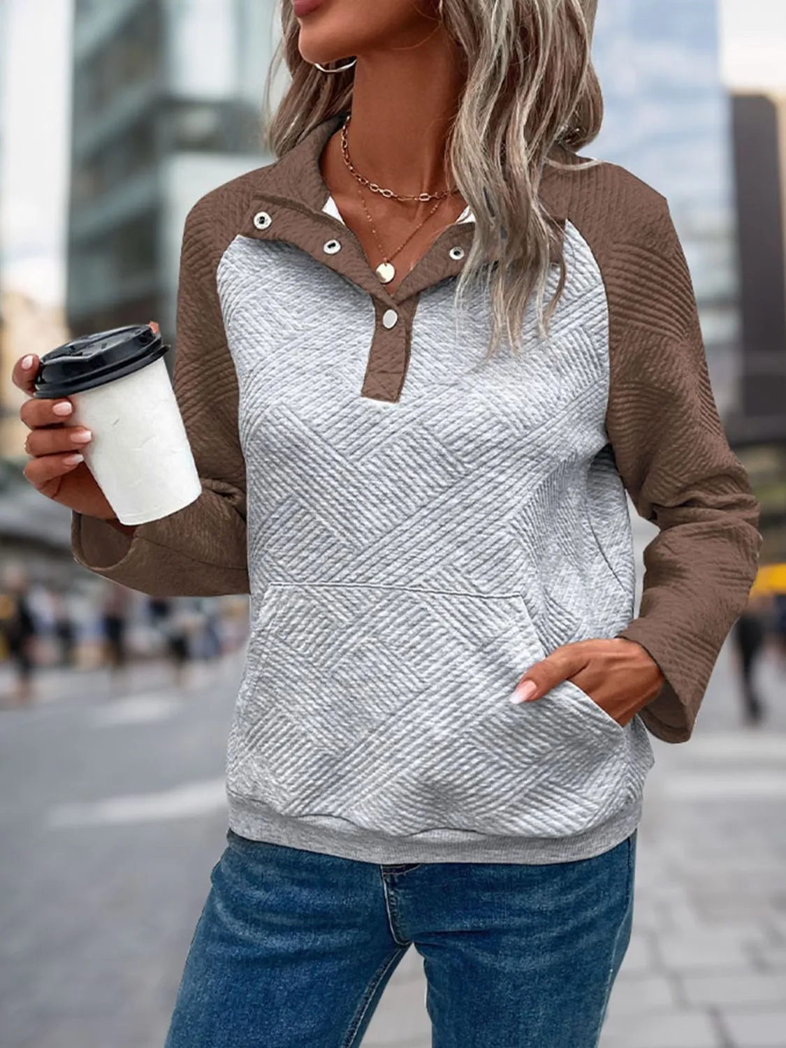 🍂 Textured Long Sleeve Sweatshirt: The Cozy Upgrade You Never Knew You Needed 🍂