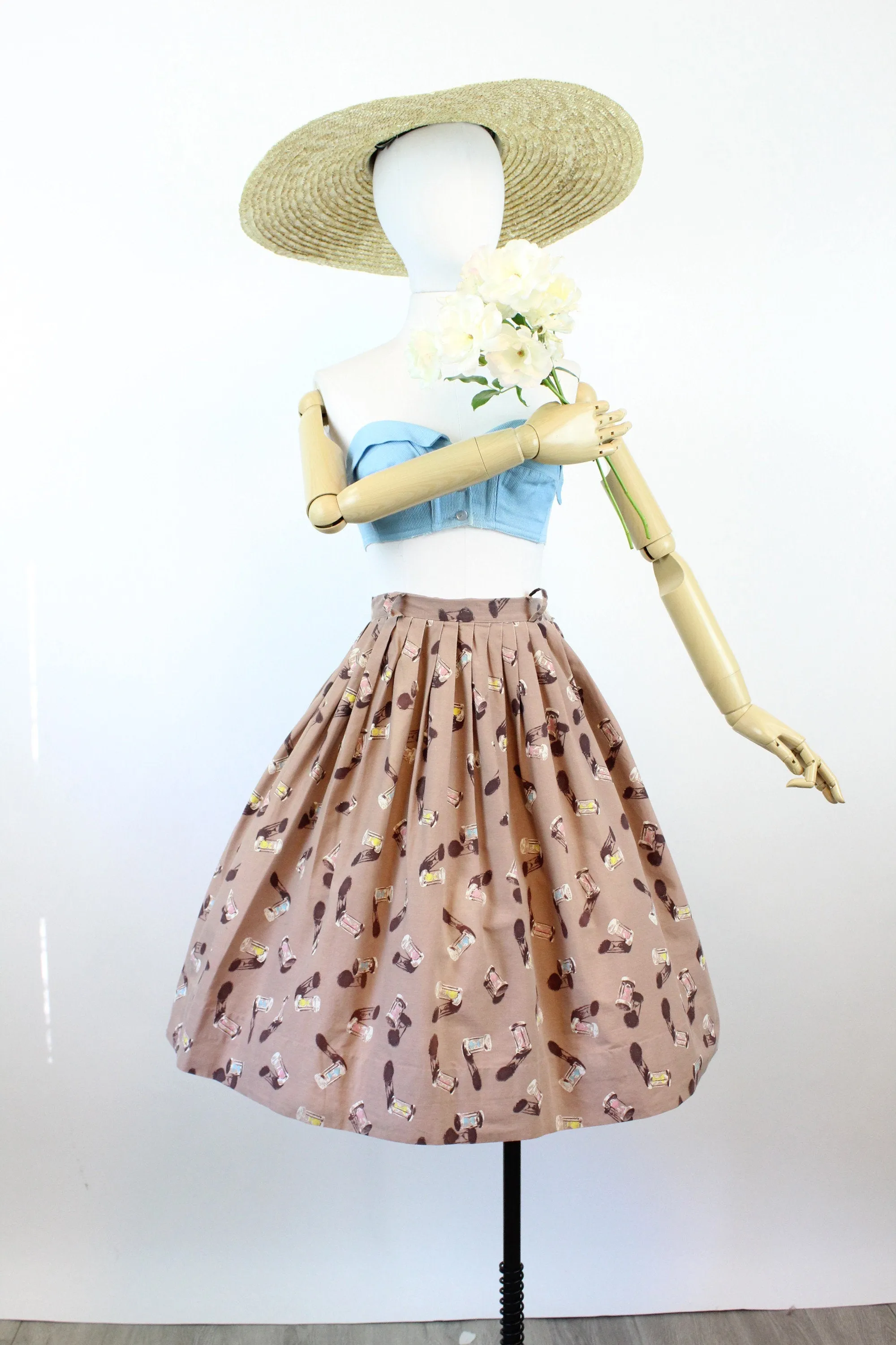 1950s HOURGLASS print novelty skirt xs | new spring