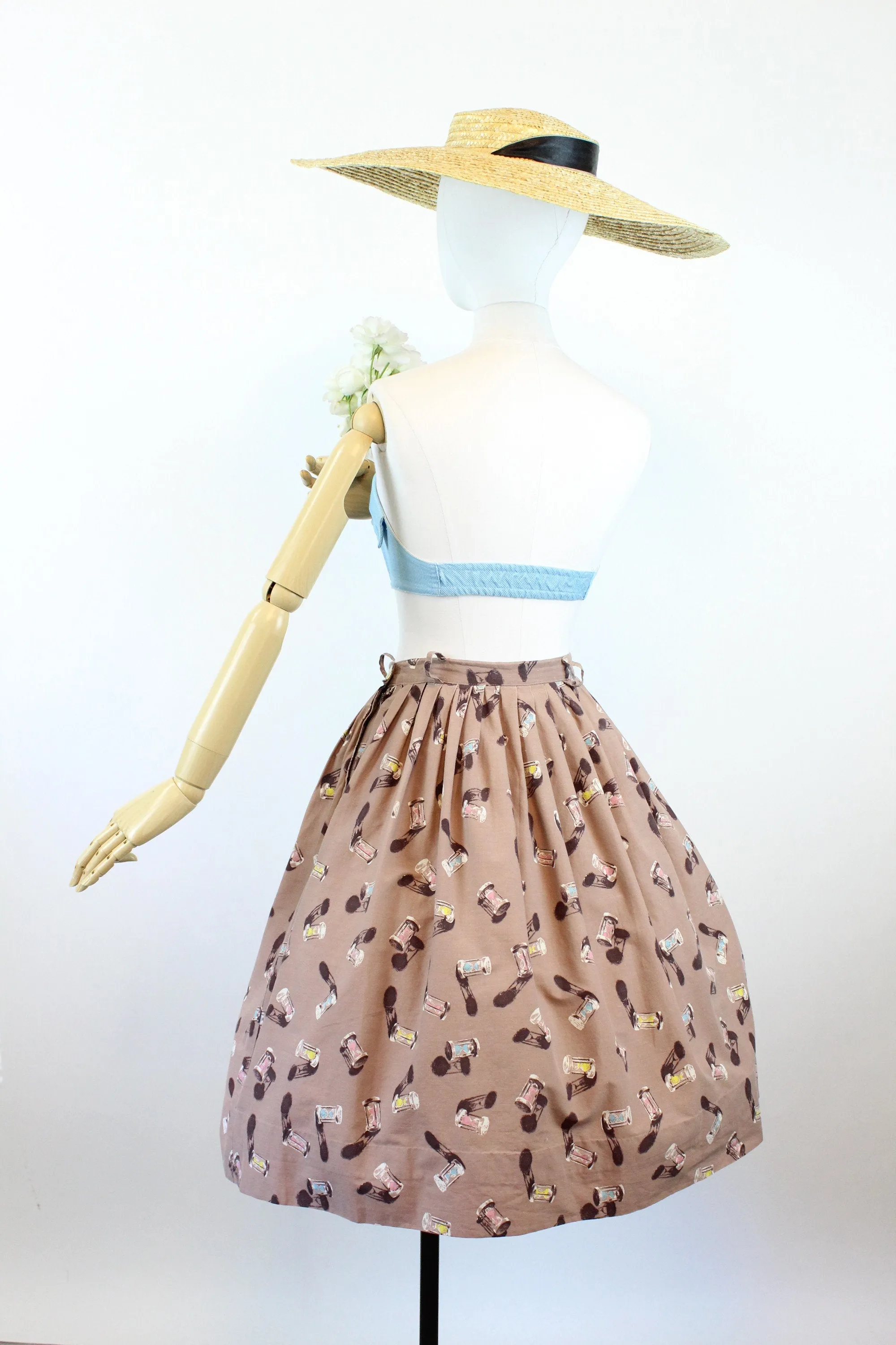 1950s HOURGLASS print novelty skirt xs | new spring