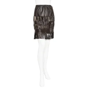 1999 Black Lambskin Fringed Skirt