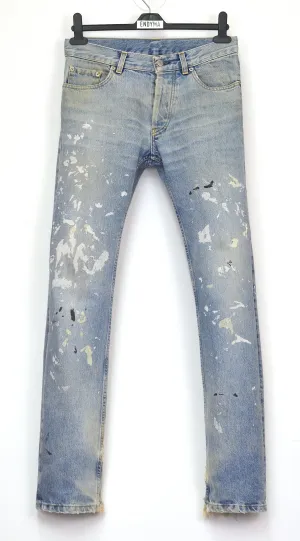 1999 Vintage Heavy Sanded Broken Denim Painter Jeans (Light Wash)