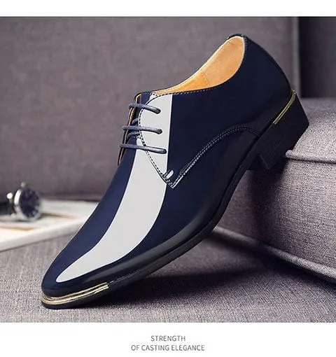 2021 Newly Men's Quality Patent Leather Shoes White Wedding Shoes Size 38-48 Black Leather Soft Man Dress Shoes