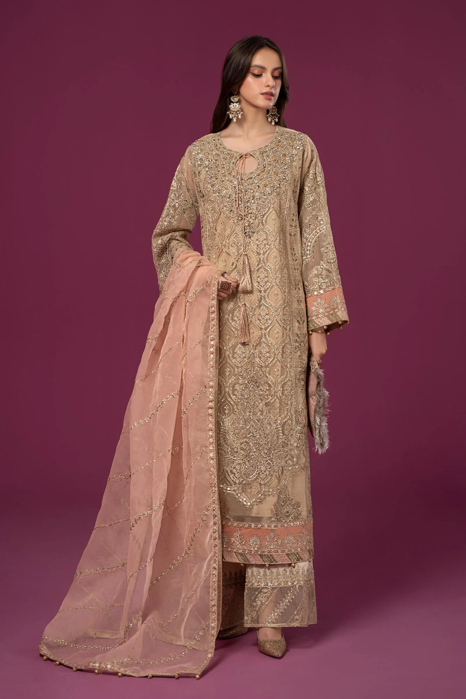 3 Piece Embroidered Organza Suit | SF-EF24-46