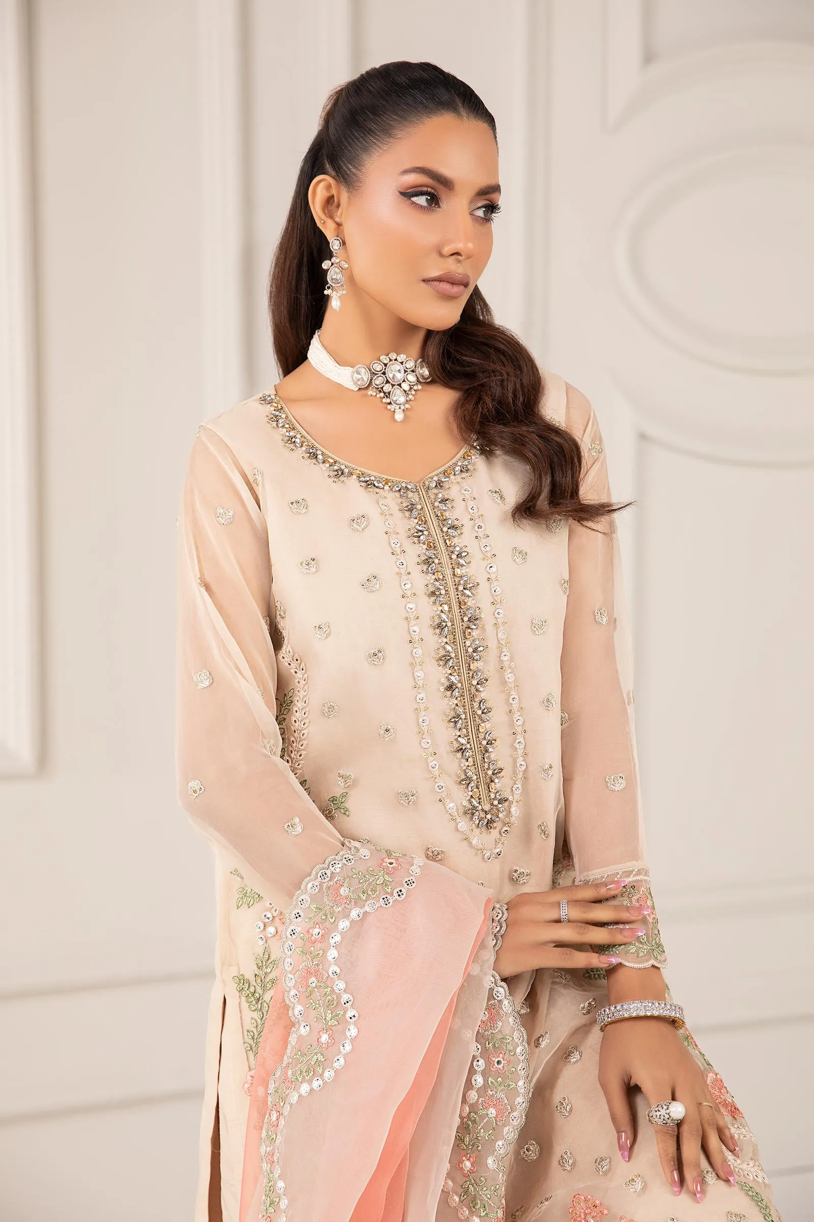 3 Piece Embroidered Organza Suit | SF-EF24-76