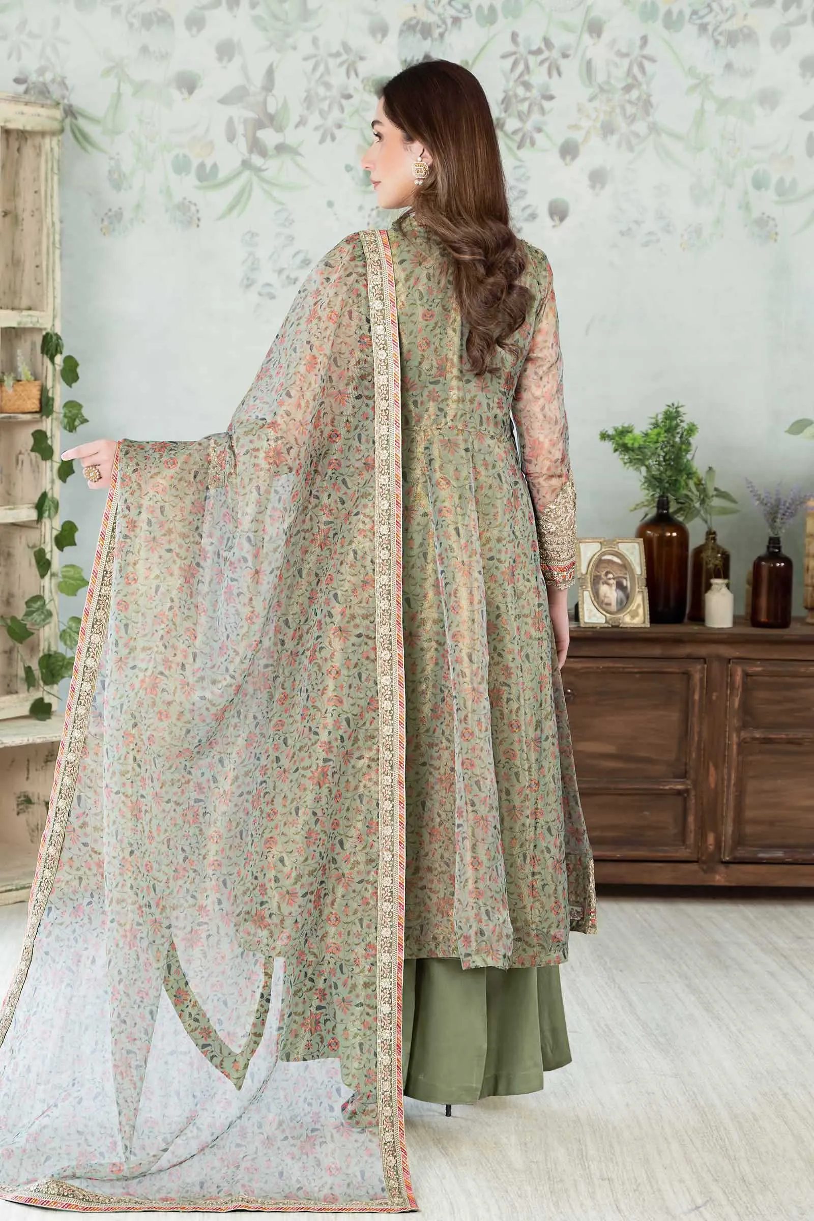 3 Piece Printed Cotton Net Suit | DW-EA24-75