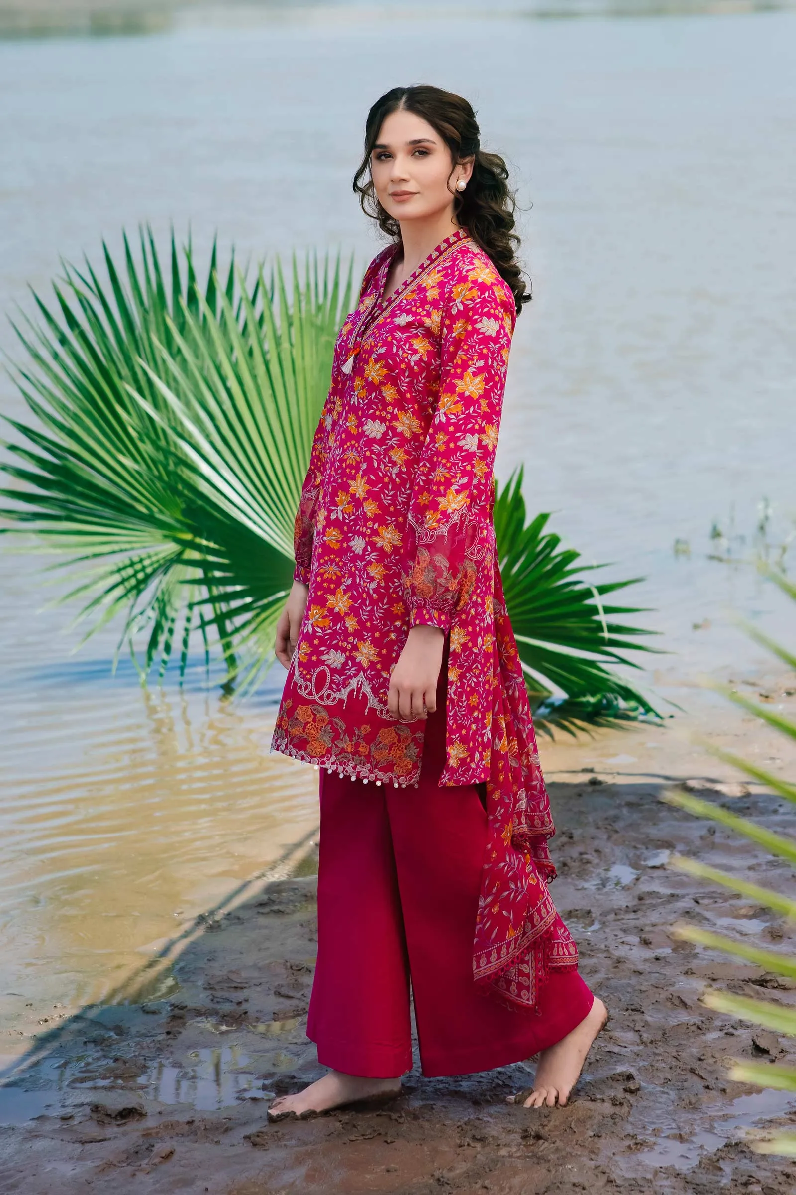 3 Piece Unstitched Embroidered Suit | 409-A