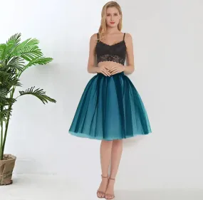 5 Layers 60cm Princess Midi Tulle Skirt Pleated Dance Tutu Skirts Womens Lolita Petticoat Jupe Saia faldas Denim Party Skirts