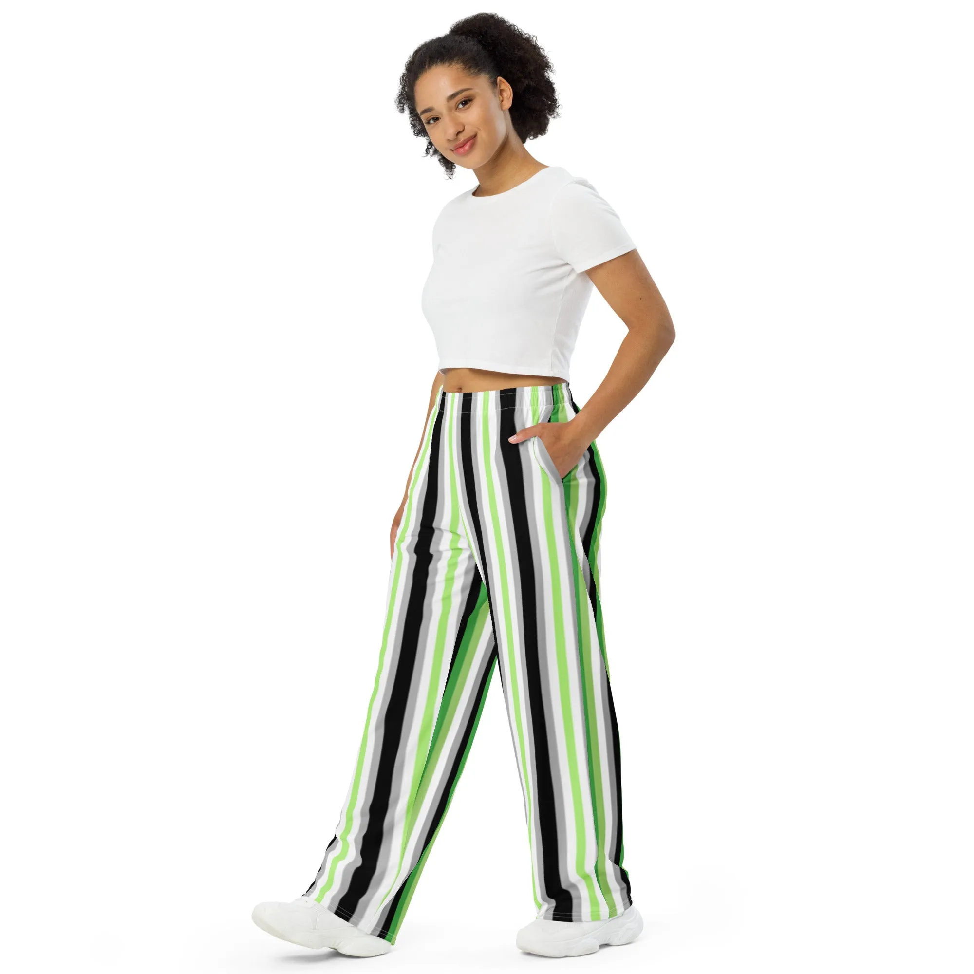 Agender Pride Flag Wide-Leg Pants