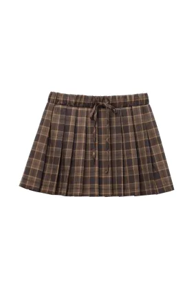 'Alaina' Elegant Plaid Flared Mini Skirt