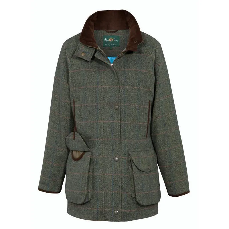 Alan Paine Combrook Ladies Waterproof Tweed Shooting Coat - Spruce