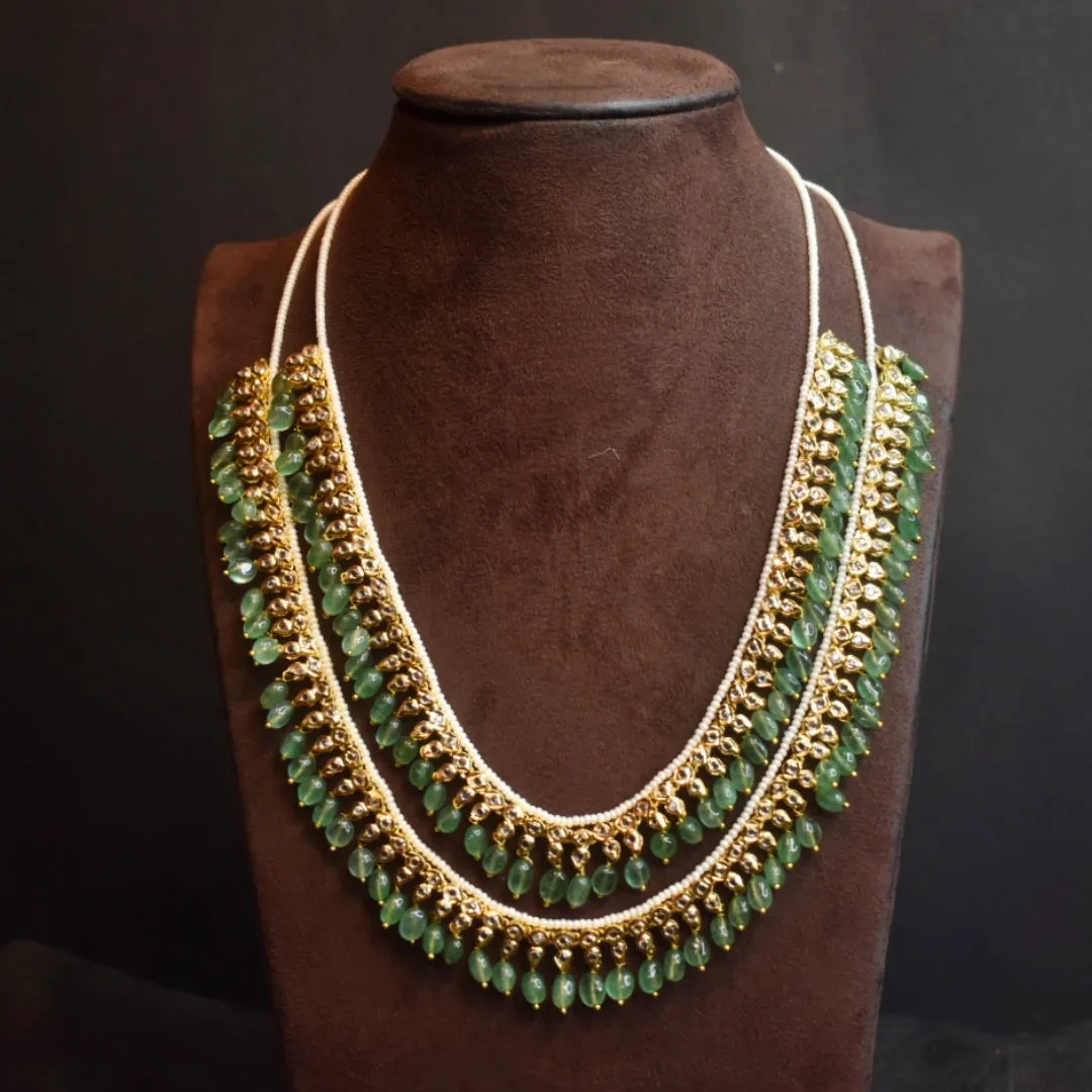 Asp Two-Layer Polki Necklace Set