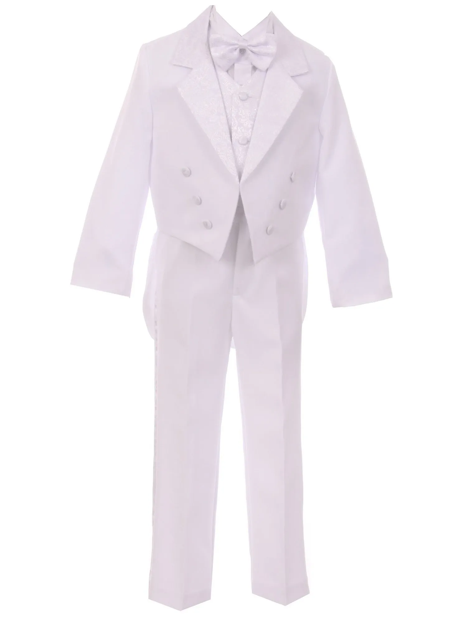 Baby Boys White Guardian Angel Embroidery Baptism Tuxedo Suit 3-24M