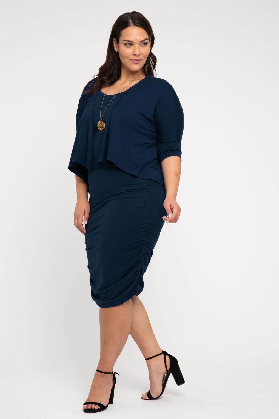 Bamboo Drape Cardi - Navy