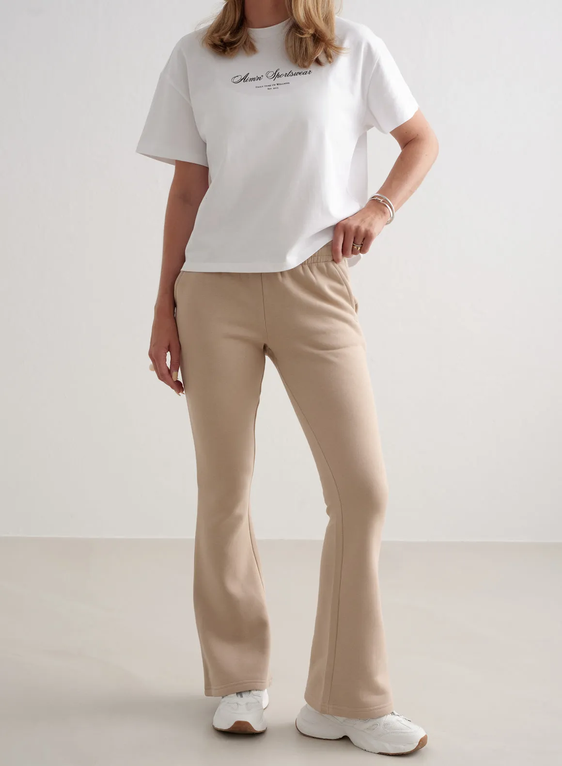 Beige Flare Sweatpants