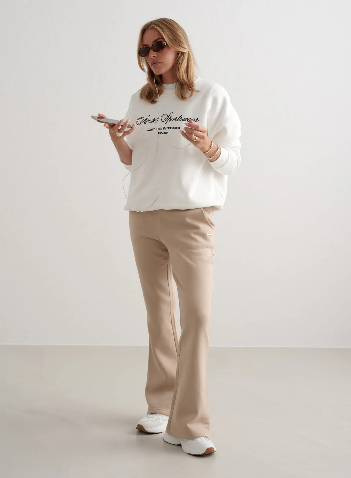 Beige Flare Sweatpants