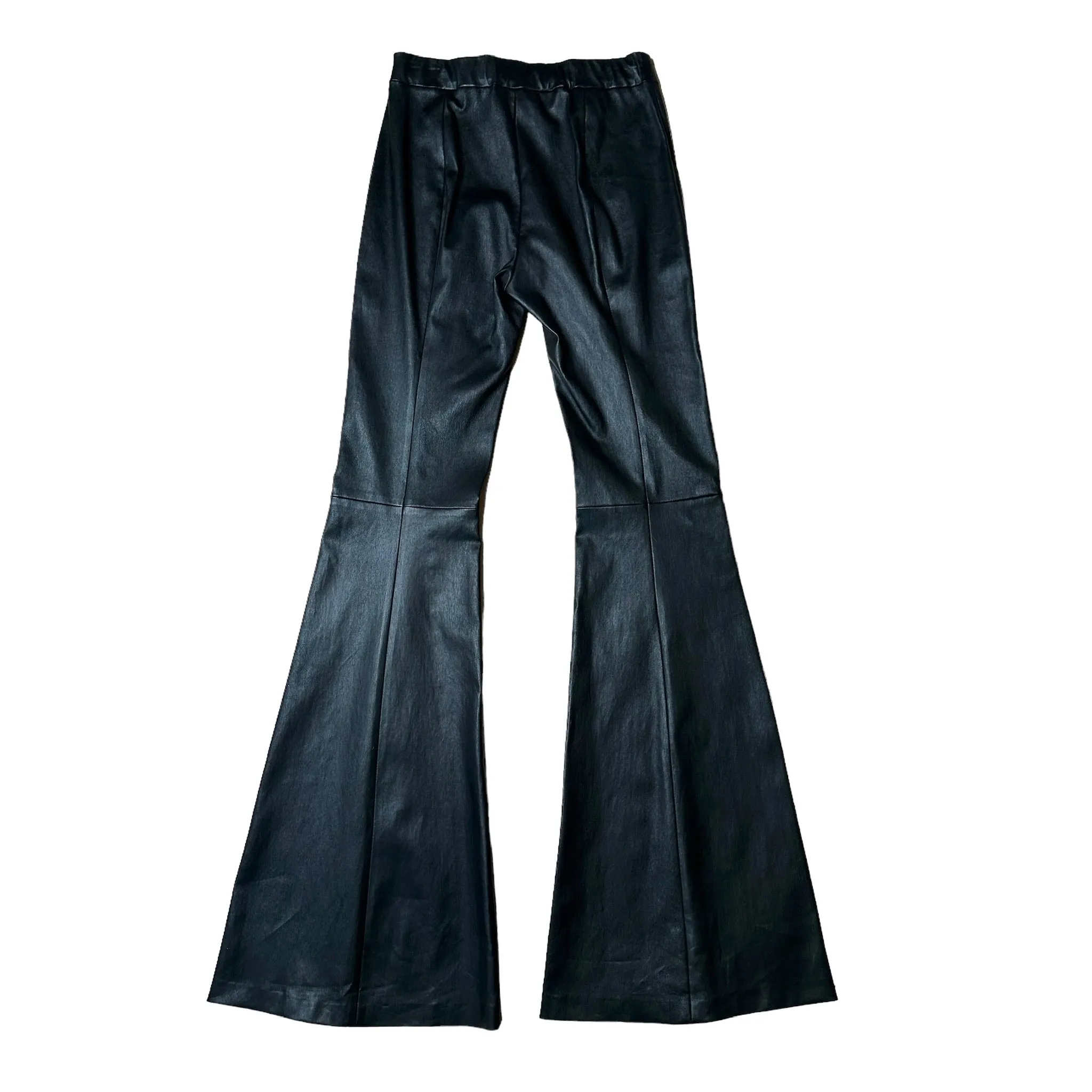 Black Leather Flared Pants - 4