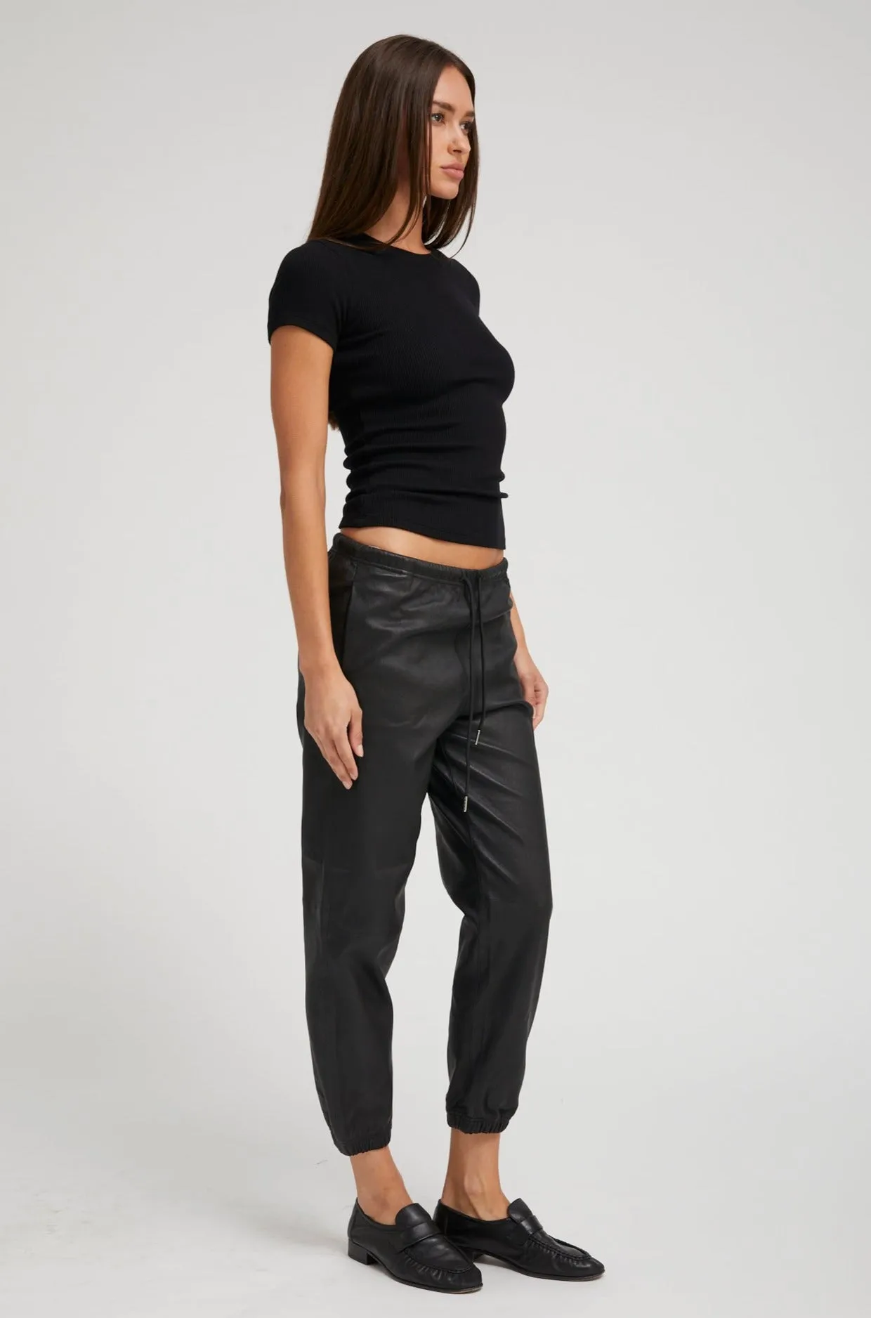 Black Leather Sweatpants