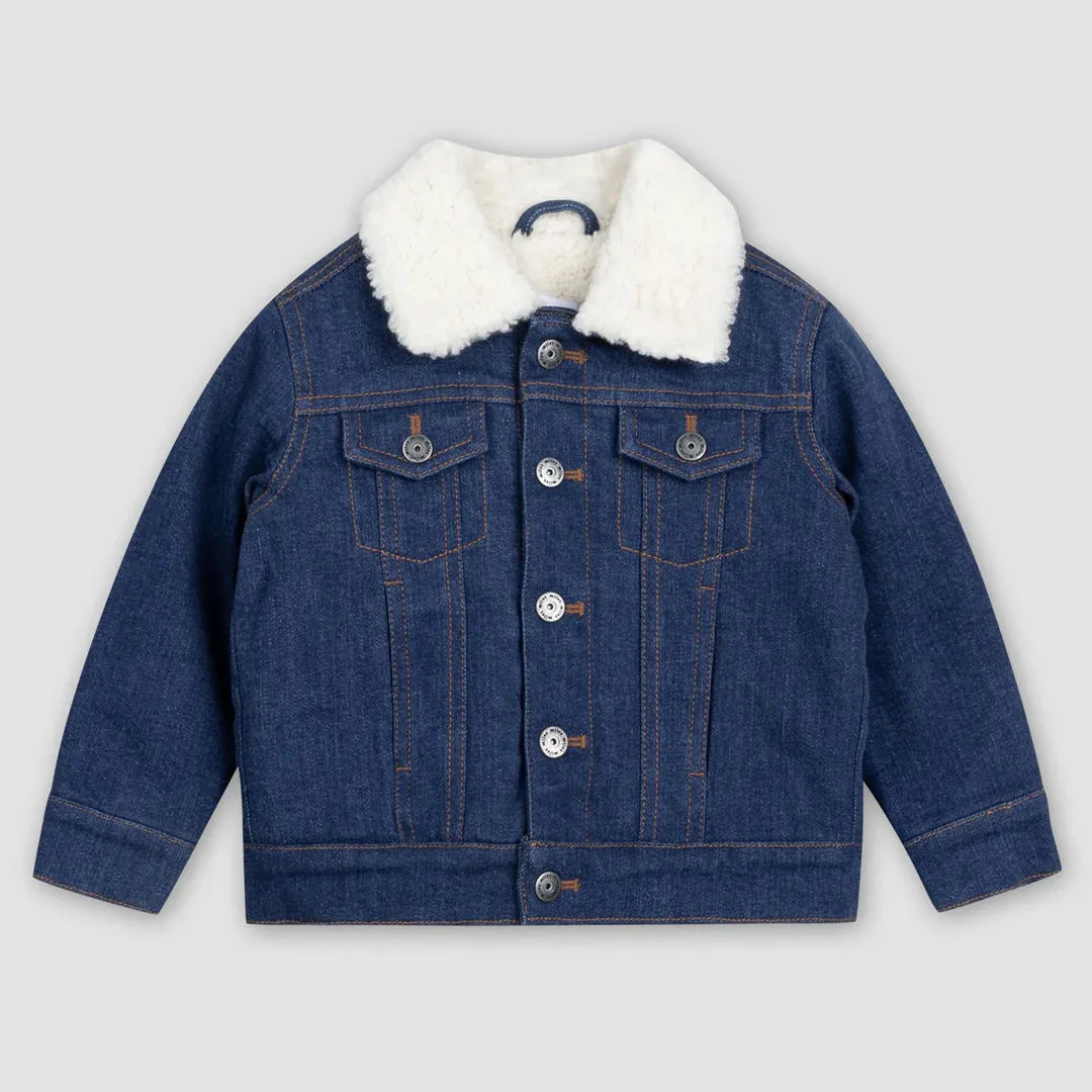 Blue Sherpa-Lined Denim Jacket