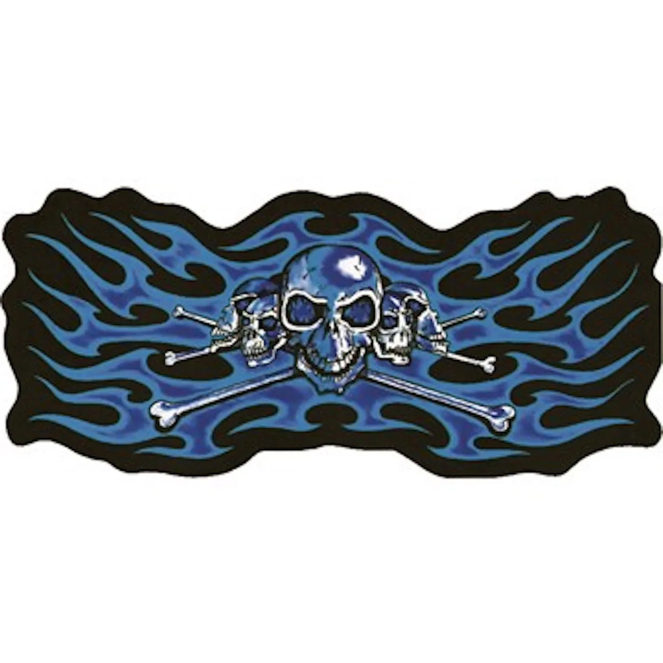 Blue Skeleton Heads with Flames Large Motorcycle Vest Patch 5"x10"