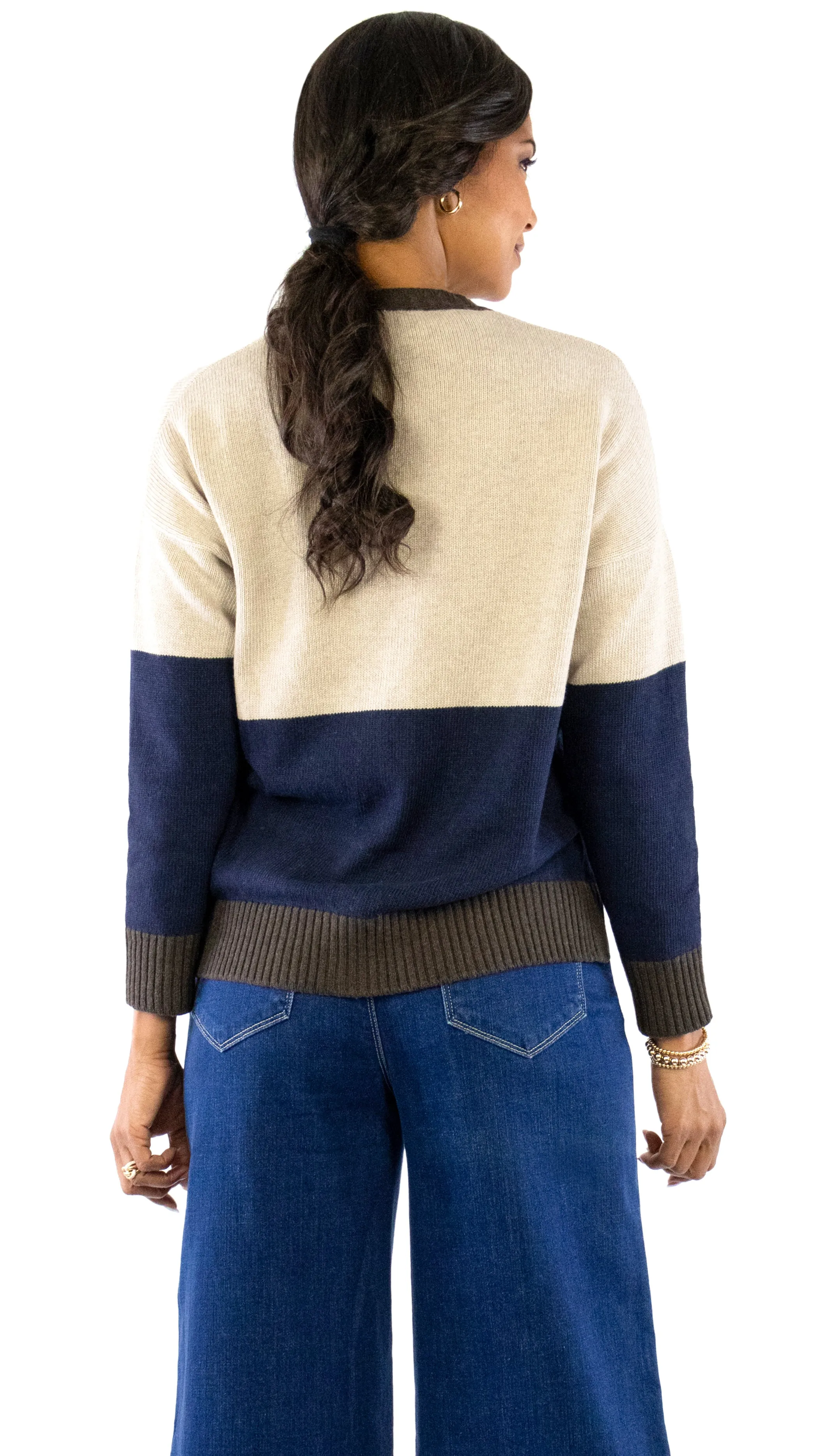 Boyfriend Cardigan - Brown / Navy