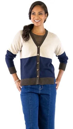 Boyfriend Cardigan - Brown / Navy