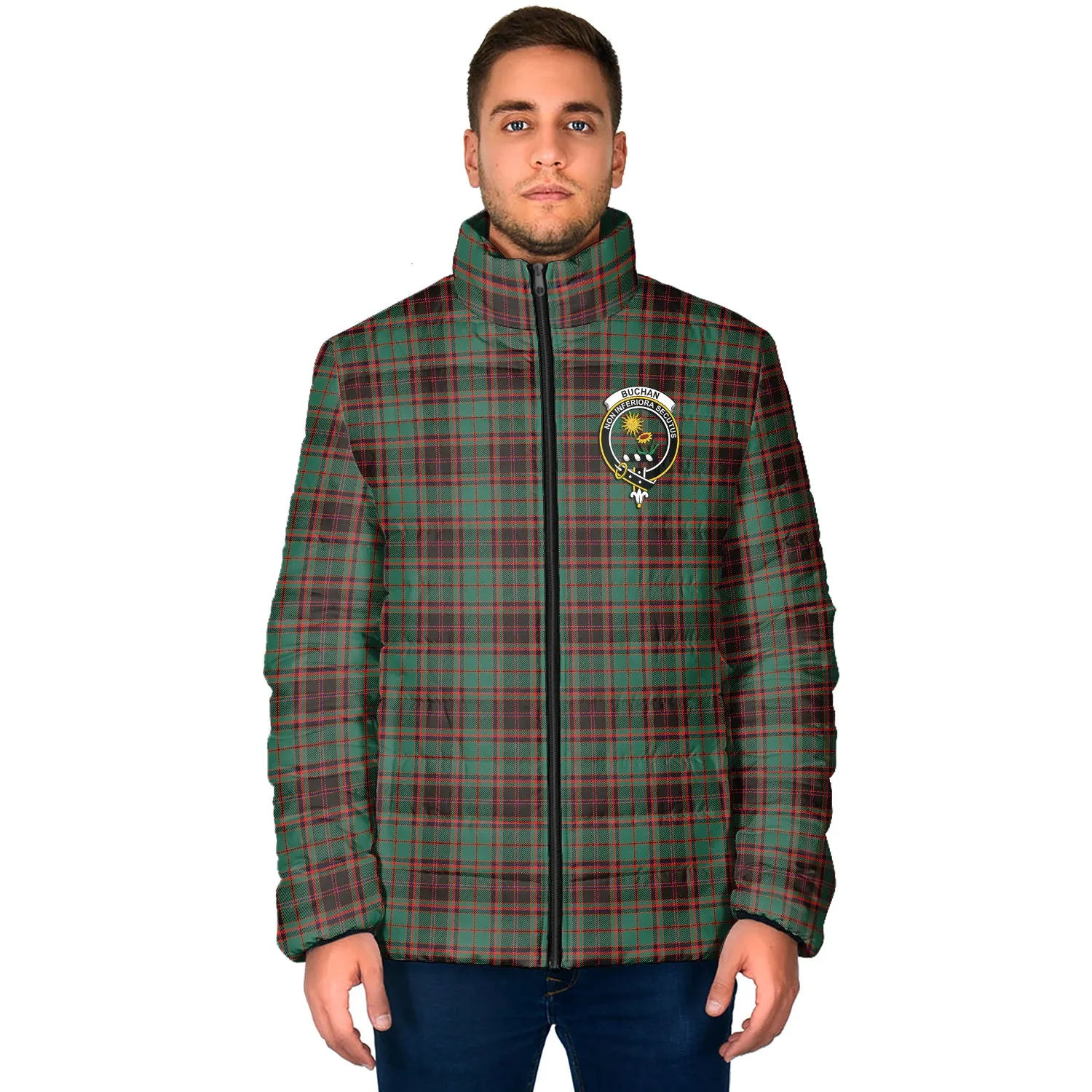 Buchan Ancient Tartan Padded Jacket with Family Crest