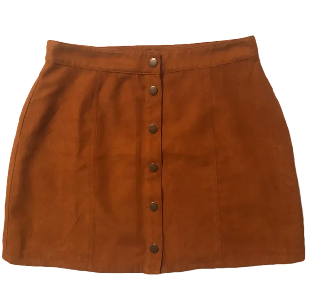 BURNT ORANGE ARIZONA JEANS SKIRT (SZ L)