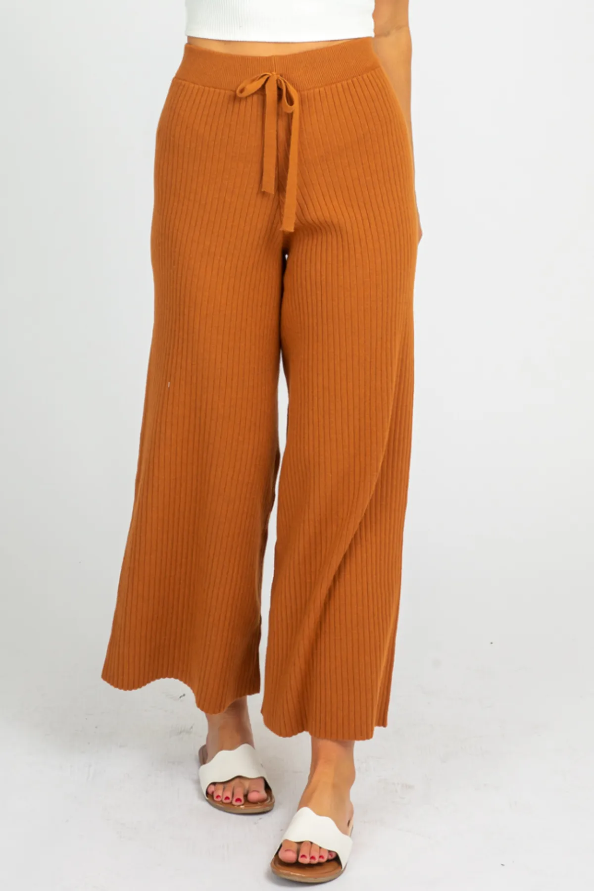 CARAMEL RIB KNIT PANTS