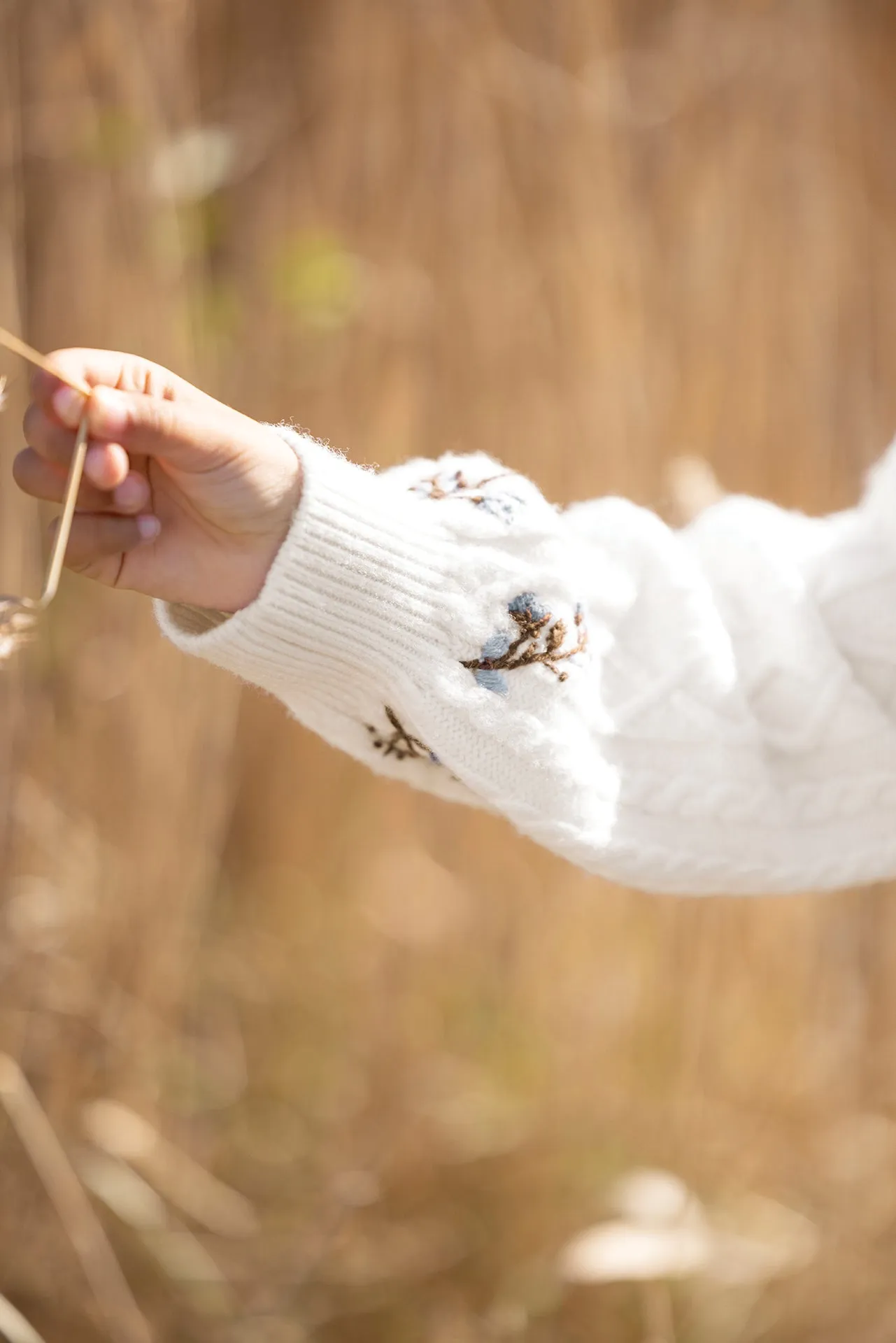 Cardigan - Ecru broderie fleurie