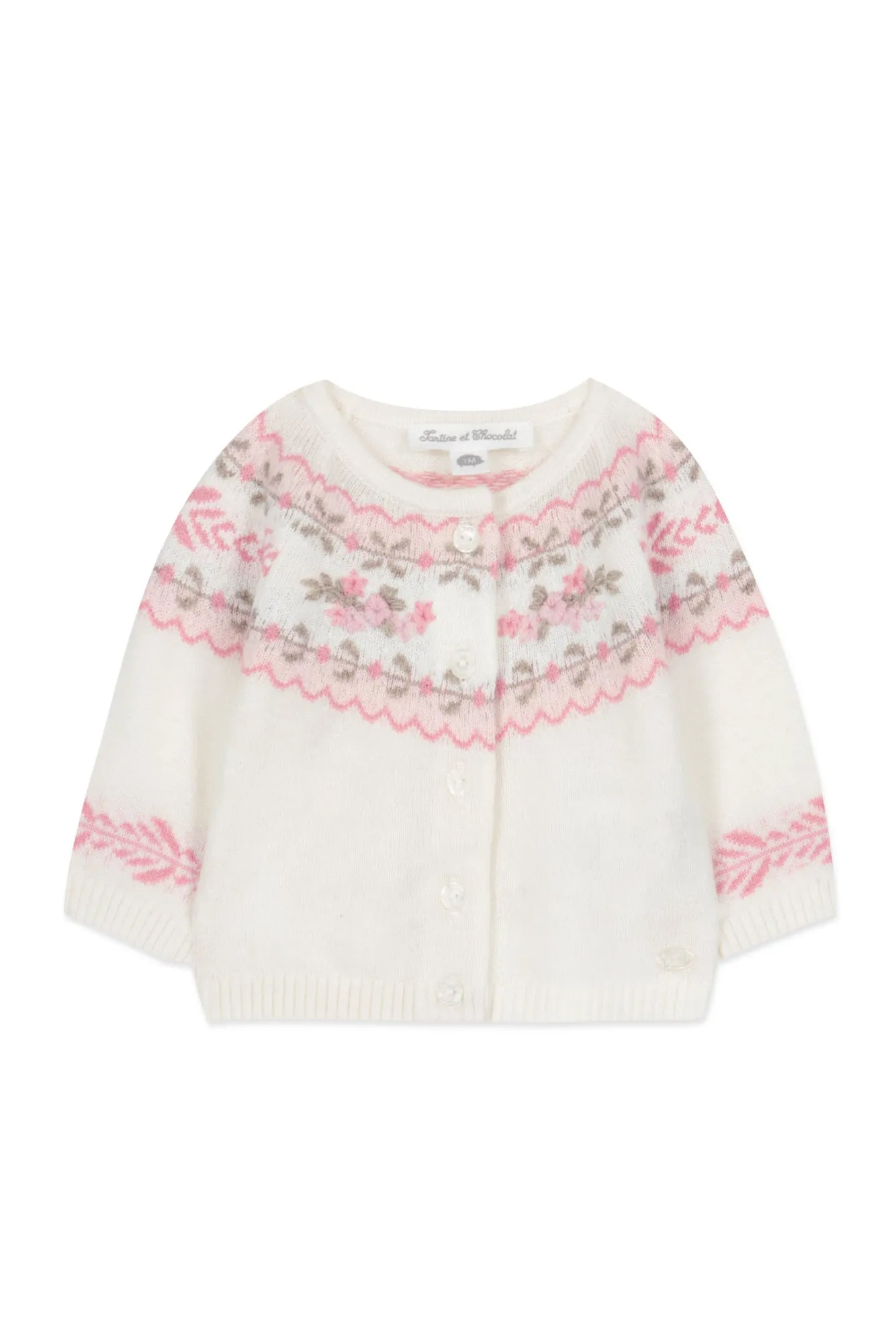 Cardigan - Ecru broderie jacquard