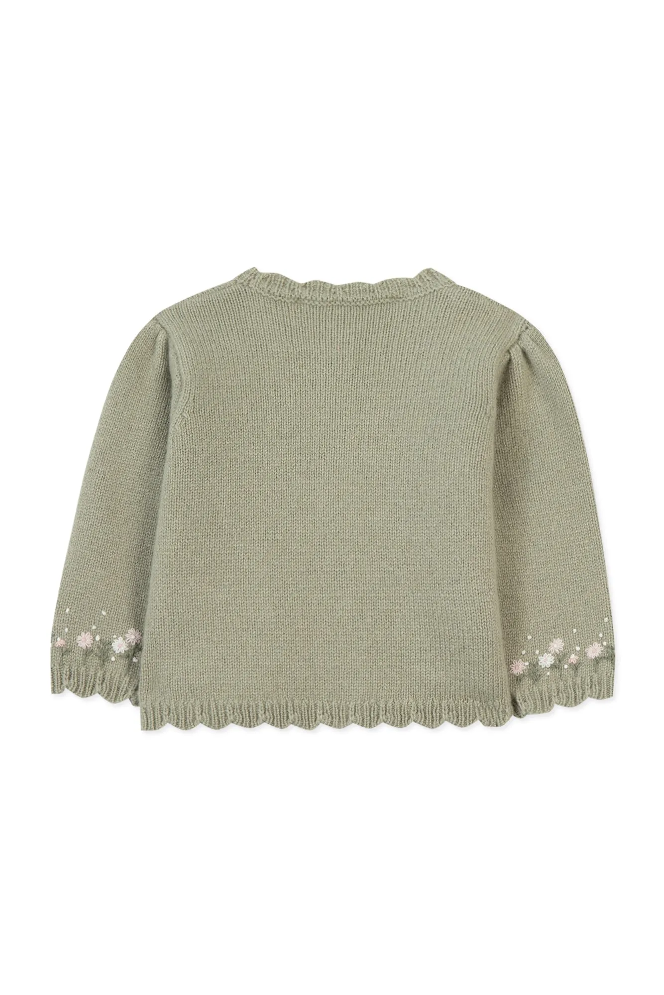 Cardigan - Vert sauge broderie fleurie