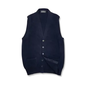 Cashmere Sleeveless Cardigan in Navy Blue