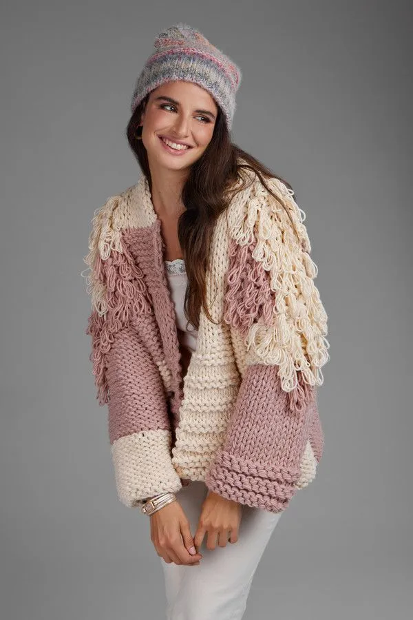 Chunky TwoTone String Cardigan