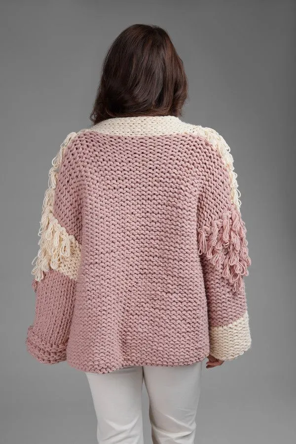 Chunky TwoTone String Cardigan