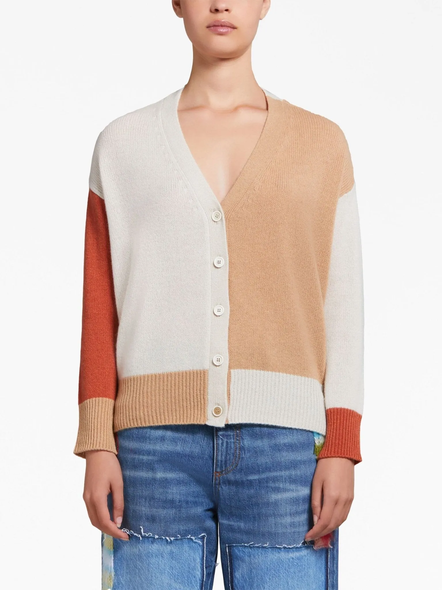 colour-block cashmere cardigan