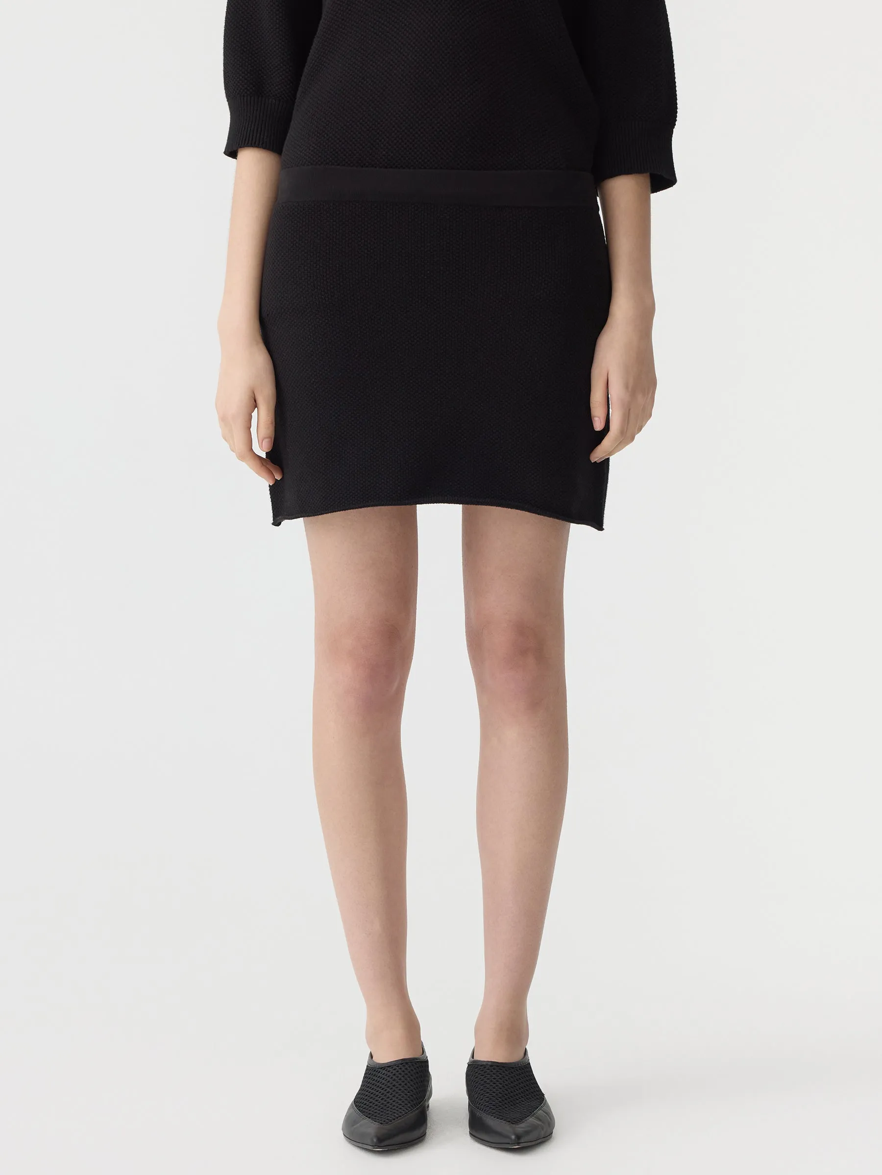 combed cotton pique knit skirt