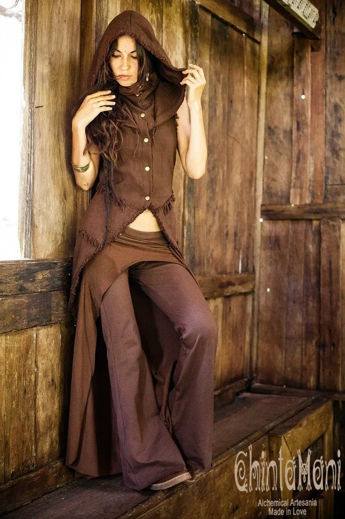 Cotton Flare Pants with Skirt for Women / Brown