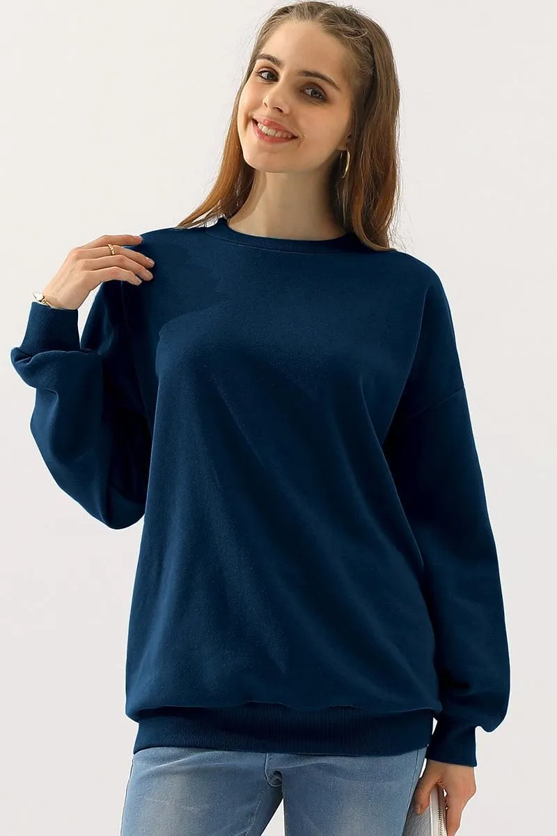 CREW NECK LONG SLEEVE PULLOVER TOPS SWEATSHIRT