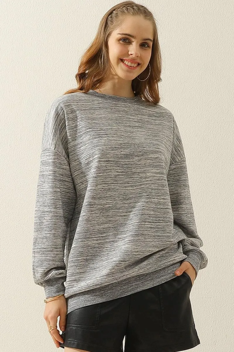 CREW NECK LONG SLEEVE PULLOVER TOPS SWEATSHIRT