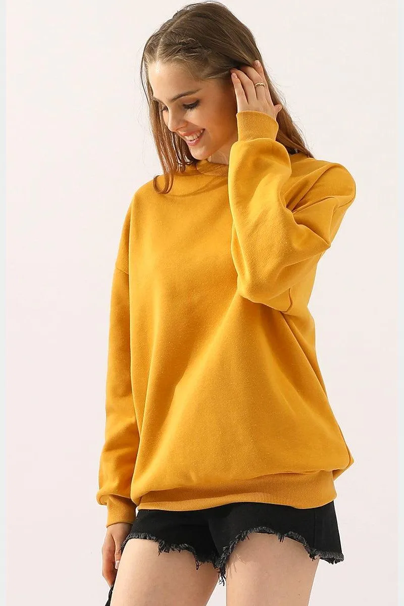 CREW NECK LONG SLEEVE PULLOVER TOPS SWEATSHIRT