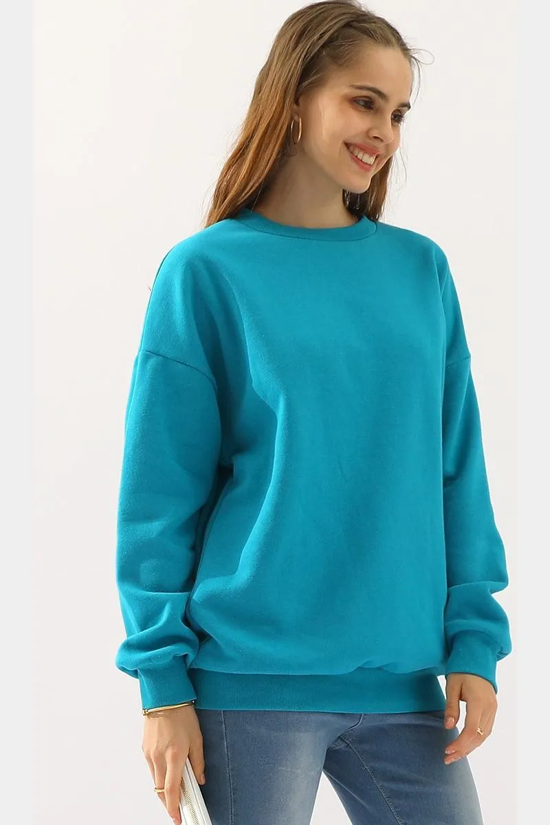 CREW NECK LONG SLEEVE PULLOVER TOPS SWEATSHIRT