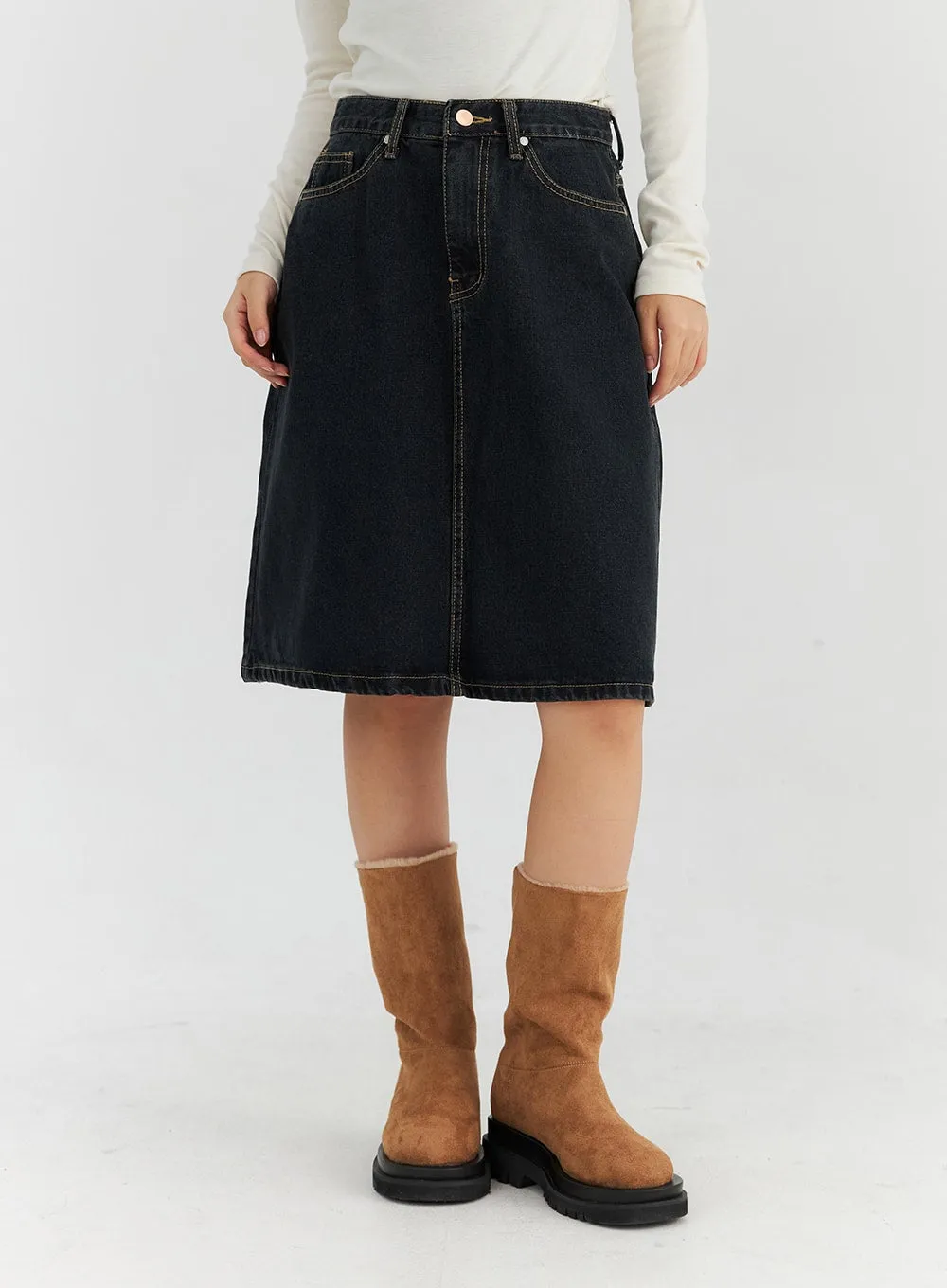 Denim Midi Skirt CN313