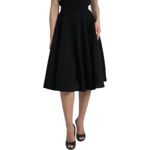 Dolce & Gabbana Black High Waist A-line Knee Length Skirt