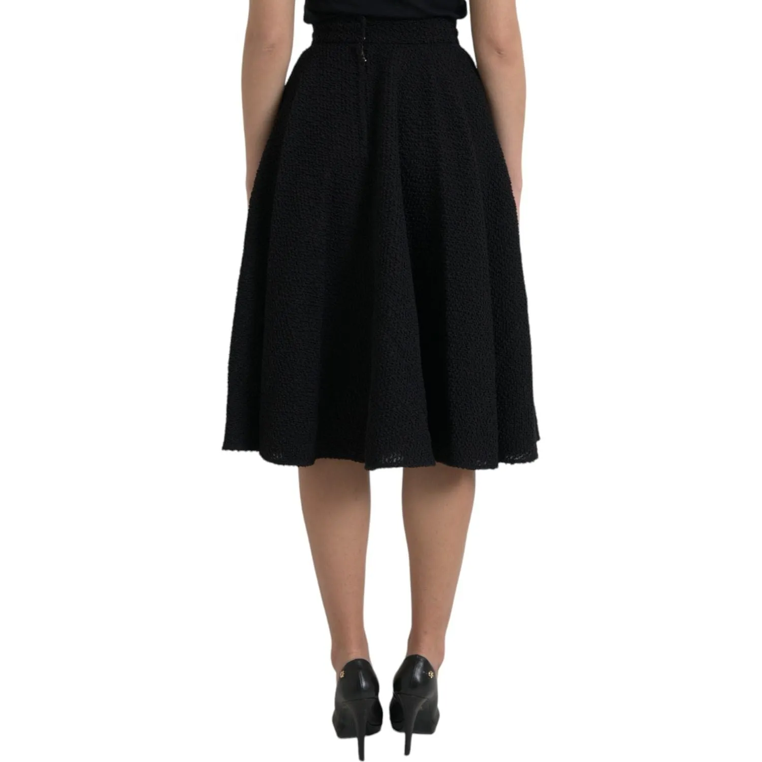 Dolce & Gabbana Black High Waist A-line Knee Length Skirt