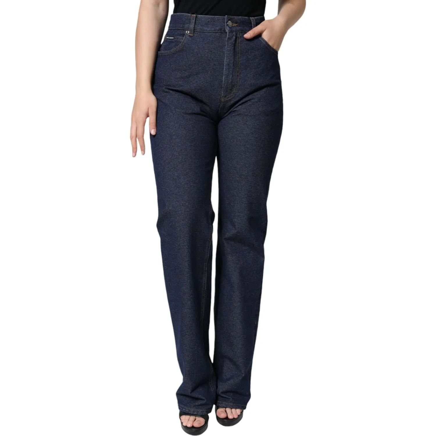 Dolce & Gabbana Dark Blue Cotton Stretch Straight Denim Jeans