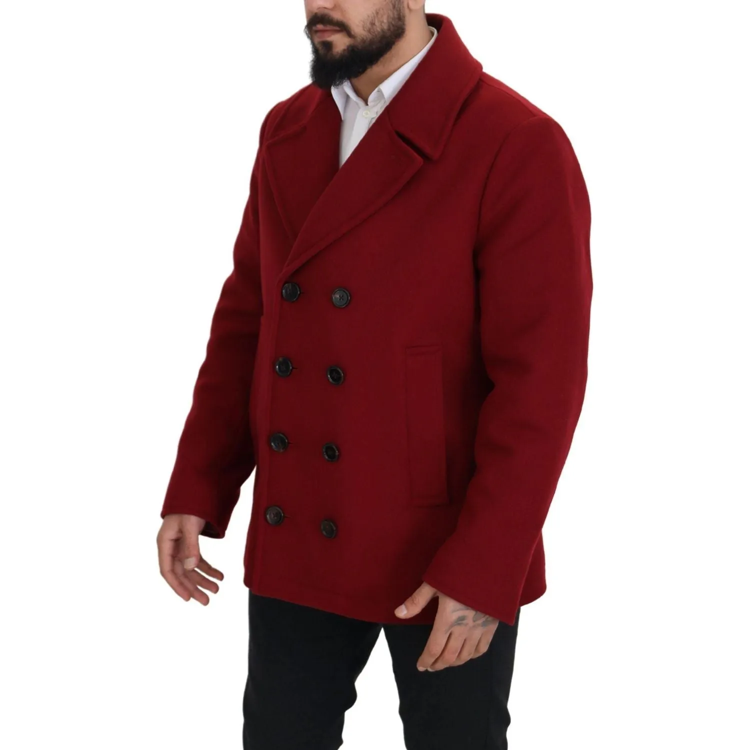 Dolce & Gabbana Elegant Red Double Breasted Wool Jacket