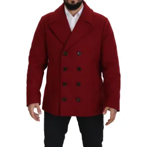 Dolce & Gabbana Elegant Red Double Breasted Wool Jacket