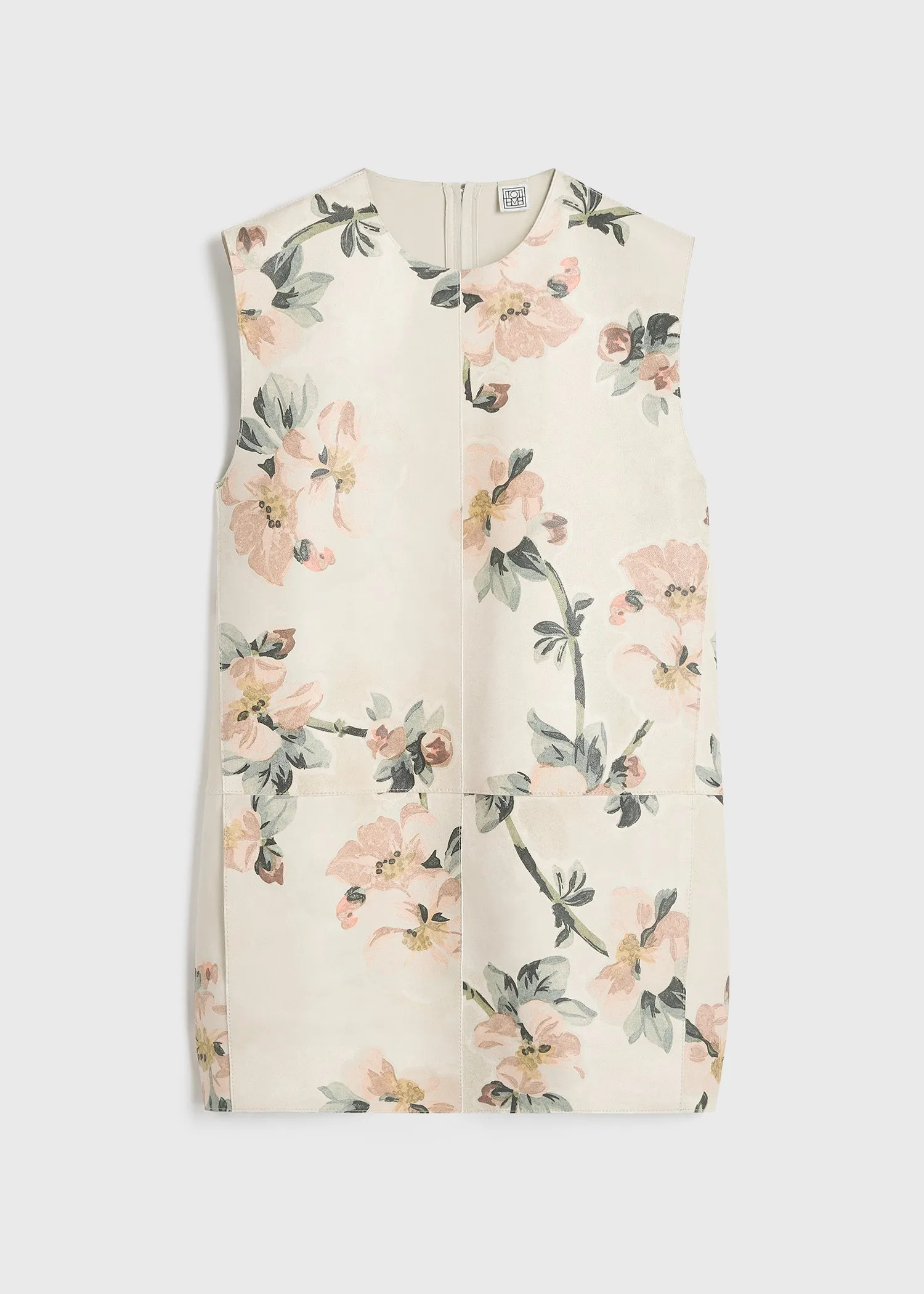 Double-faced leather top washed floral