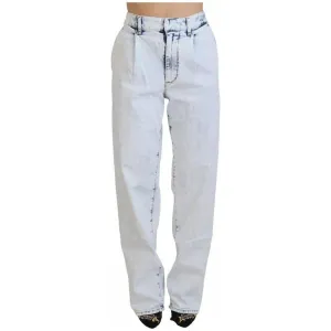 Dsquared² Light Blue Cotton High Waist Straight Denim Jeans