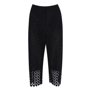 Erdem Laser-Cut Cotton Wide Capri Trousers. Size 12UK